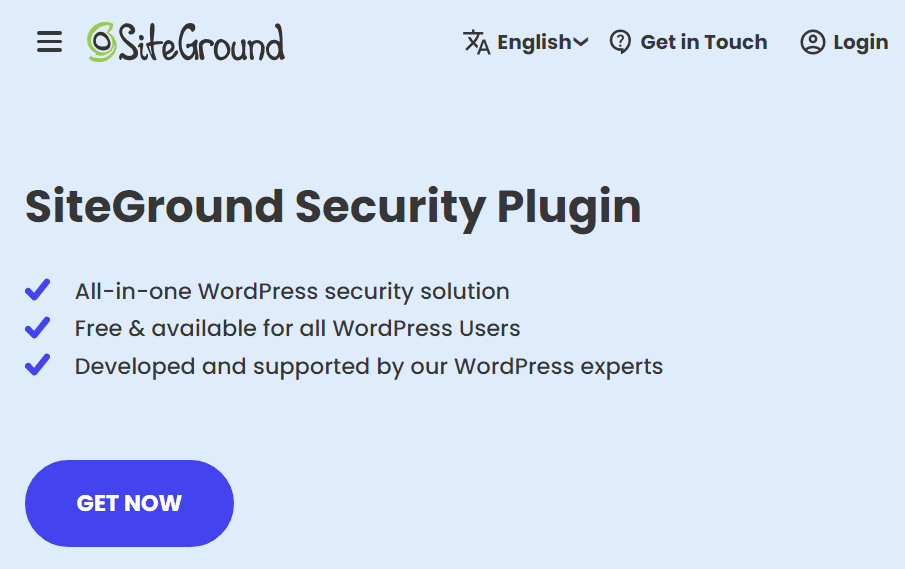 SiteGround security plugin banner