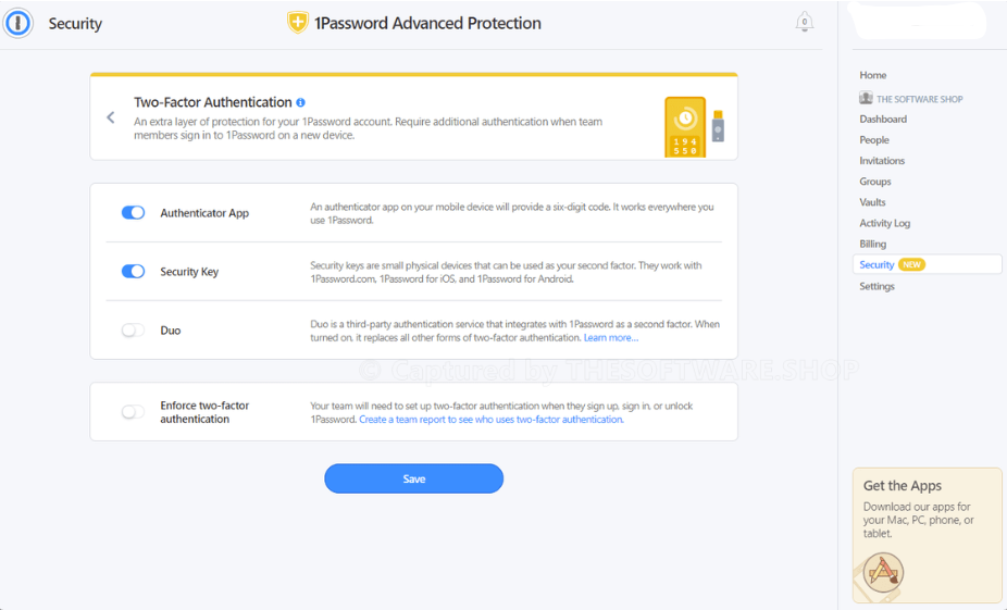 1Password advanced protection