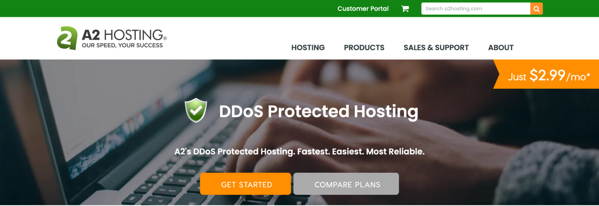 A2 Hosting DDos Protection Landing