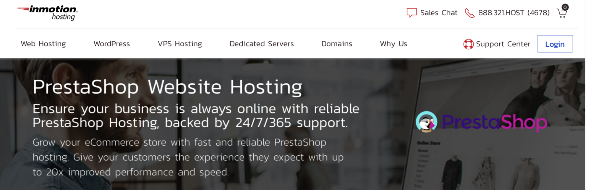 InMotion Hosting Pretashop Landing Page