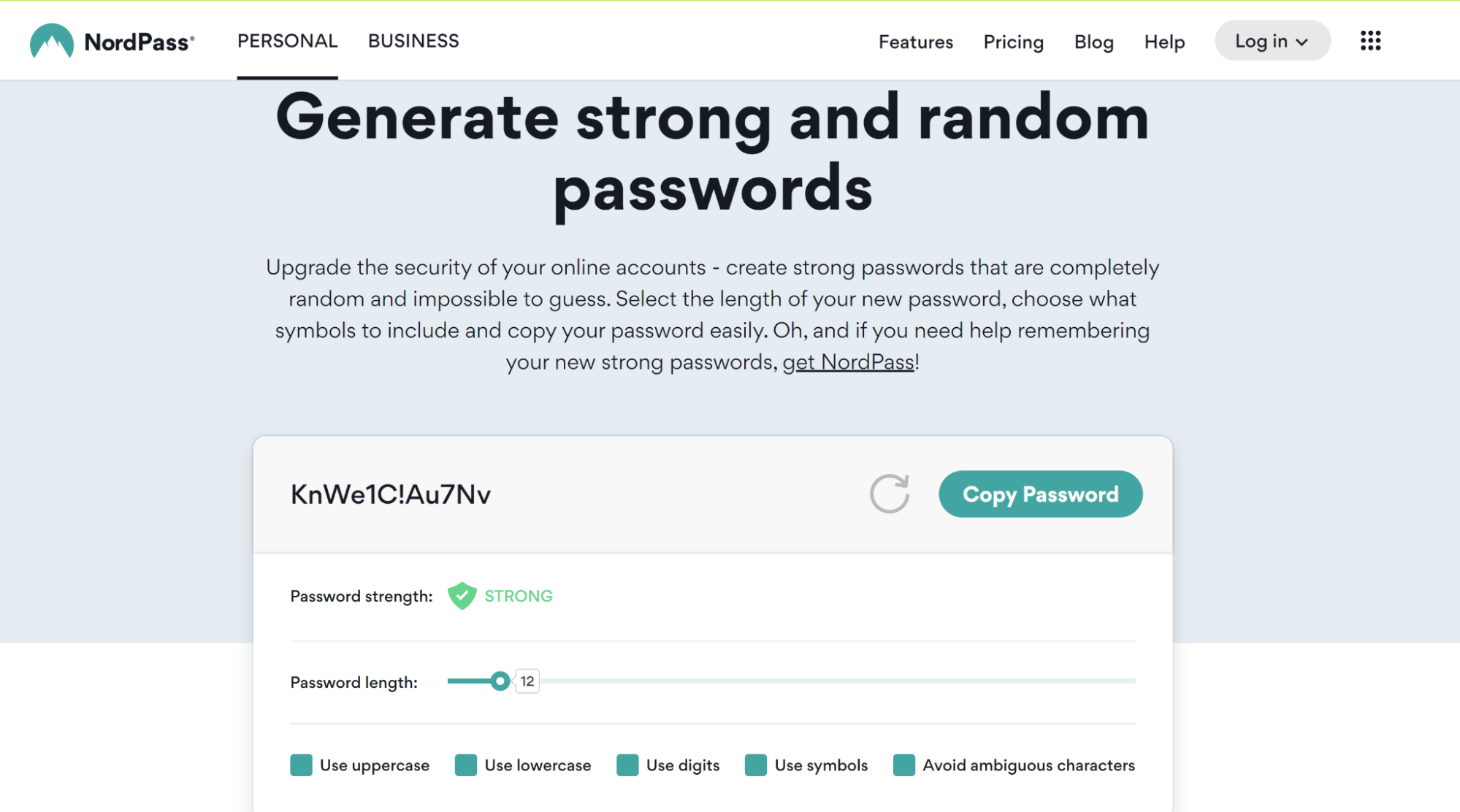 NordPass password generator