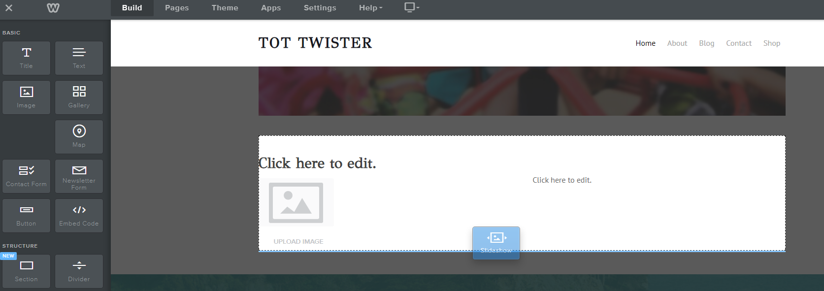 Weebly's Site editor