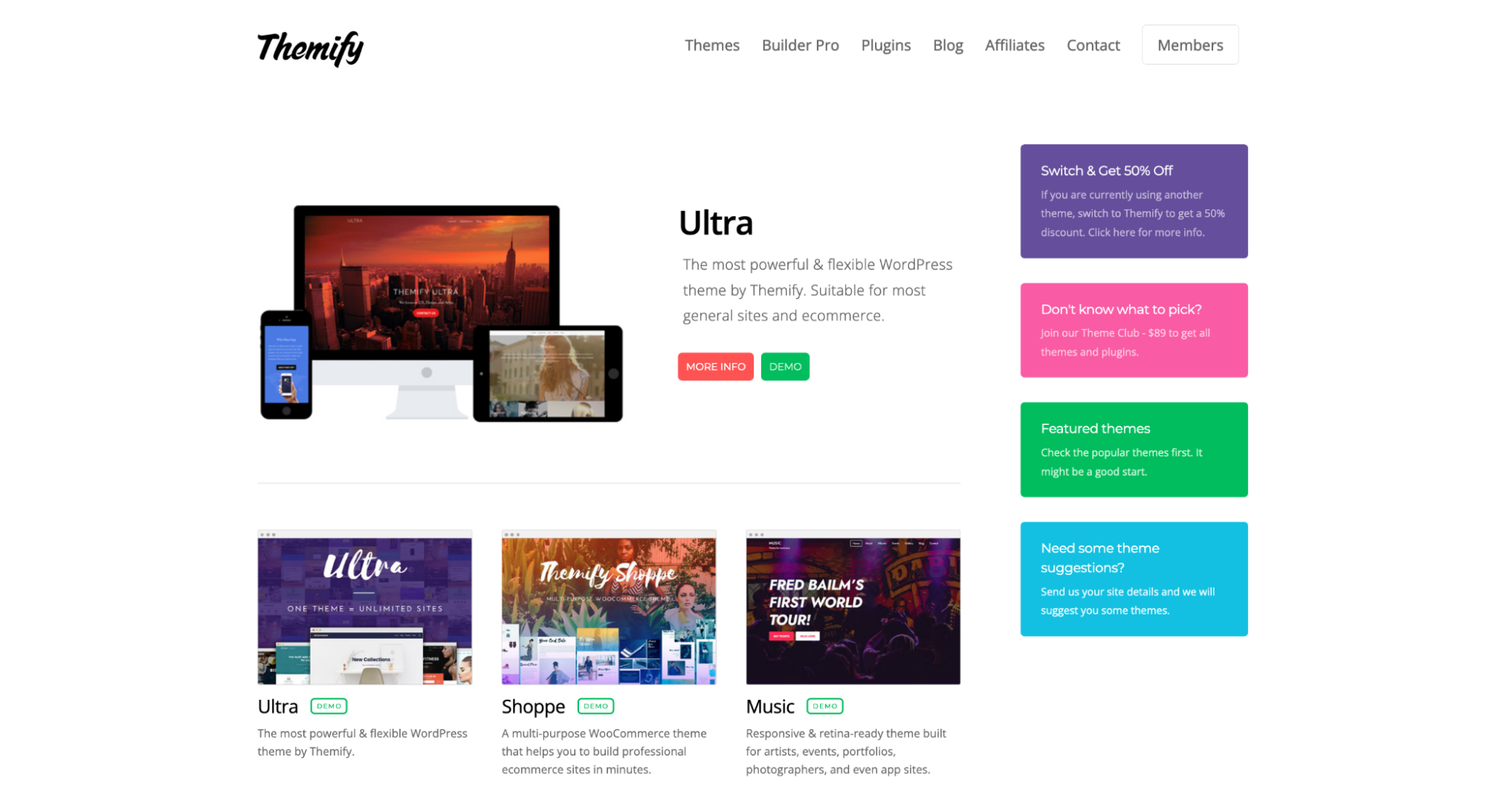 Themify landing page