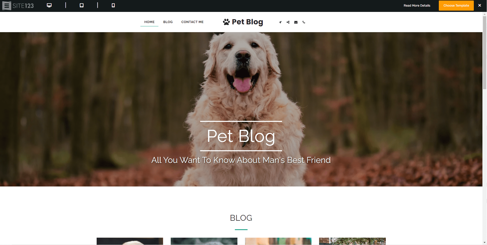 SITE123 Templates Pet Blog