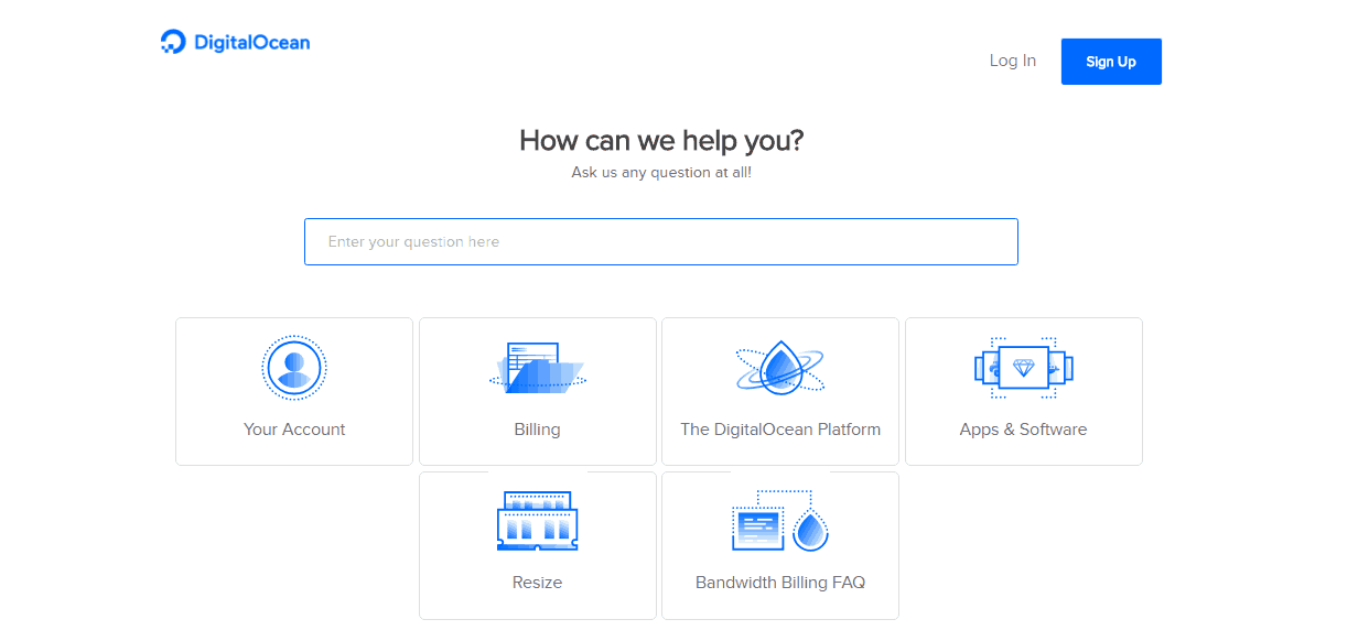 Screenshot of DigitalOcean's help page 