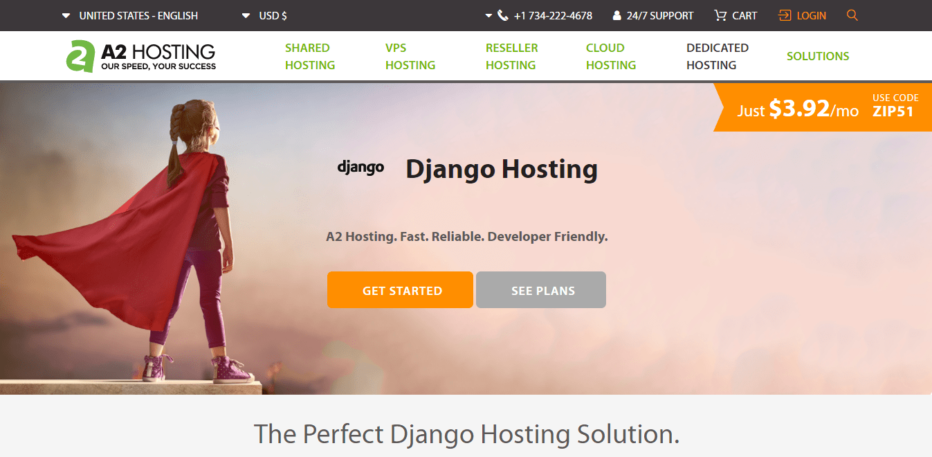 a2 hosting landing page