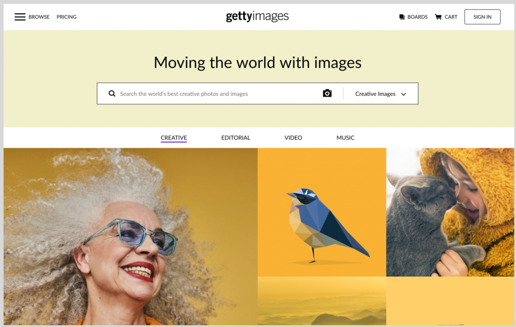 getty images homepage